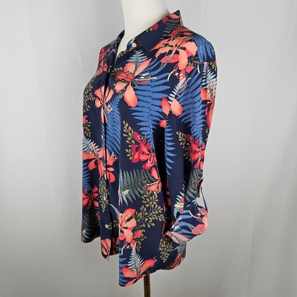 Tommy Bahama Sacred Groves Silk Camp Shirt Sz. Medium Floral Blue Tropical - Picture 5 of 11